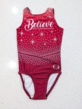 Ozone Gymnastics Leotard Christmas Red child Medium warrior style BELIEVE Xmas